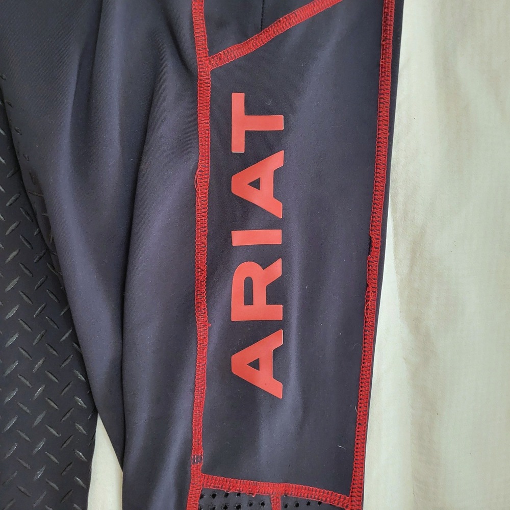 Ariat Tek Team Navy Red Full Seat Silicone Grip Equestrian Riding Pants Tights M - Picture 8 of 12